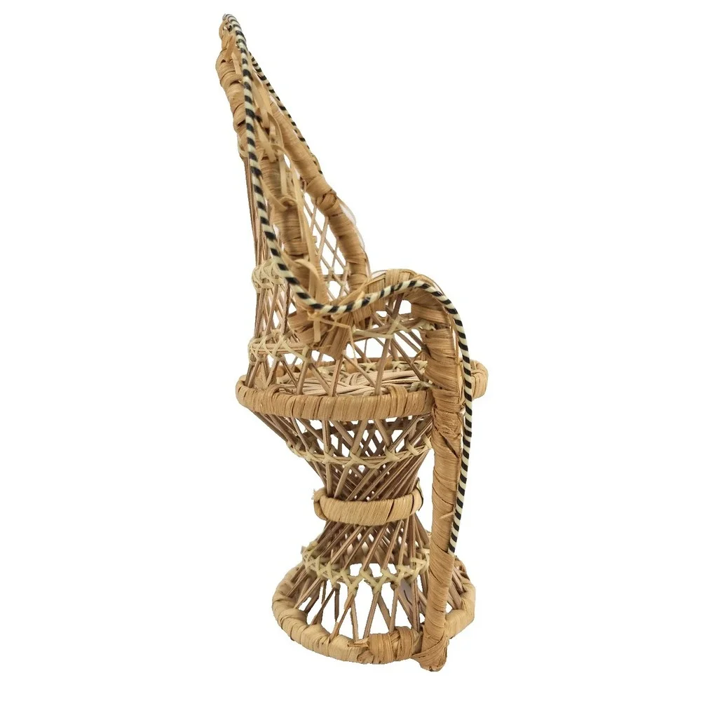 Vintage Wicker Peacock Fan Back‎ Rattan Chair 9